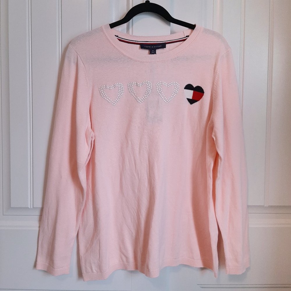 Tommy Hilfiger Light Pink Heart Sweater 0X